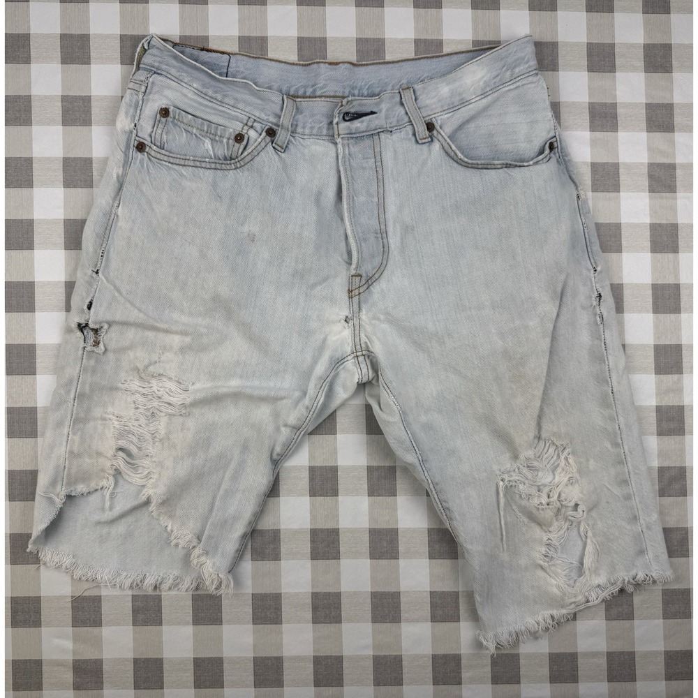 Levi's 501 Cutoff Shorts Light Wash Distressed Raw Hem Vintage High Rise